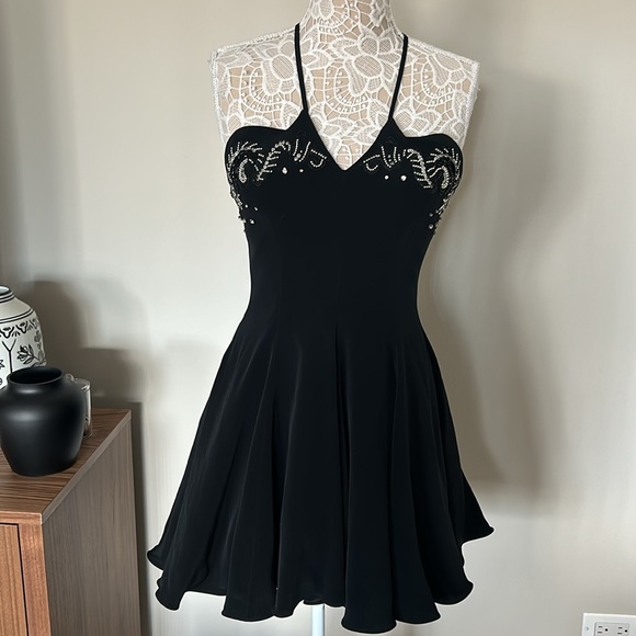 90s Beaded Vintage Mini Party Dress - Picture 1 of 8